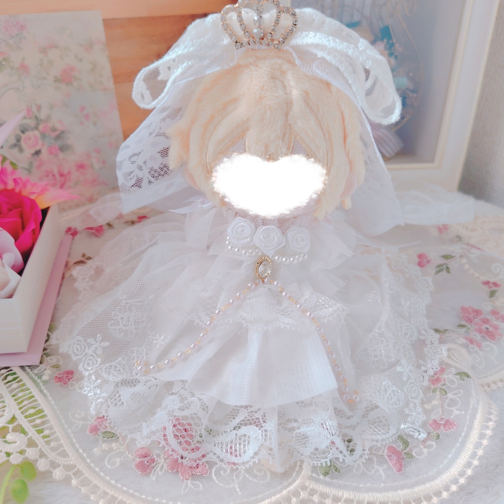 №B005-10 ティアラ　ロングヴェール　パールチェーン　ウェディング 　ドレス