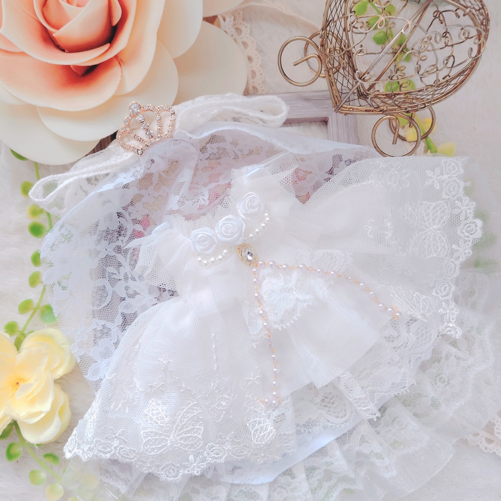 №B005-10 ティアラ ロングヴェール パールチェーン ウェディング ドレス