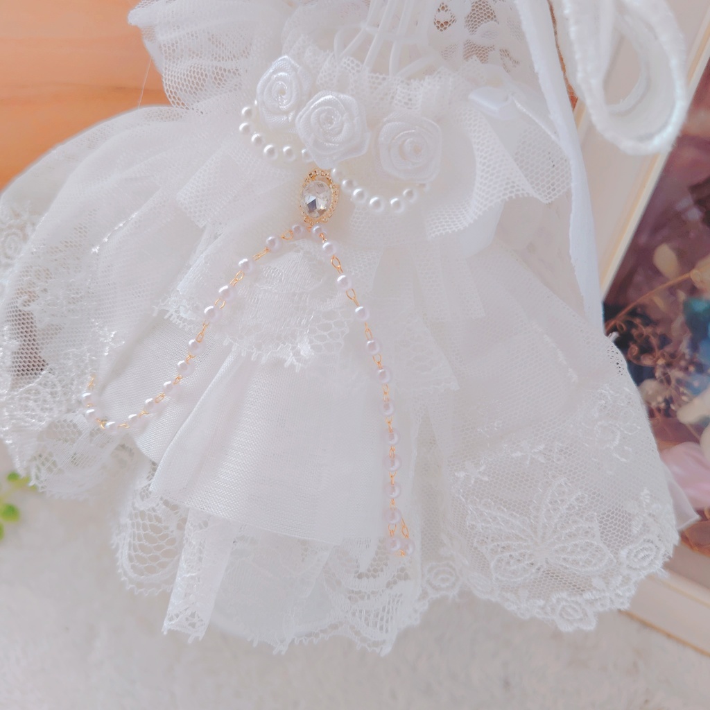 №B005-10 ティアラ ロングヴェール パールチェーン ウェディング ドレス