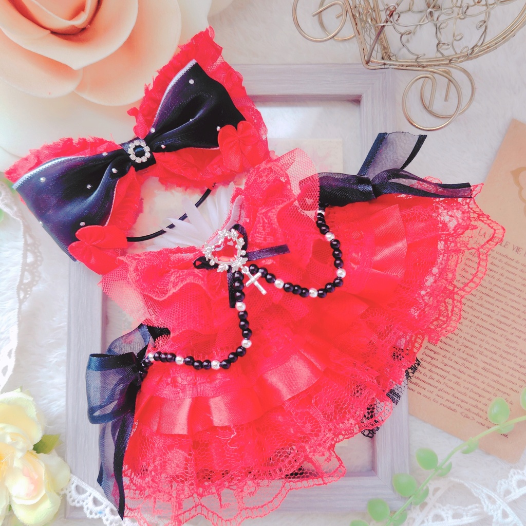 №B05-11 RED☓BLACK いつぬい ドレス ぬい服
