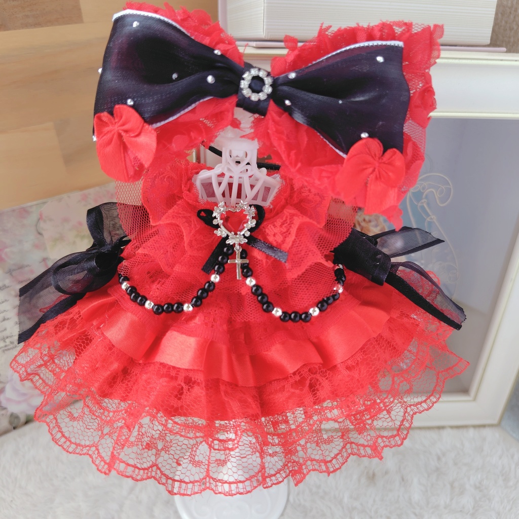 №B05-11 RED☓BLACK いつぬい ドレス ぬい服