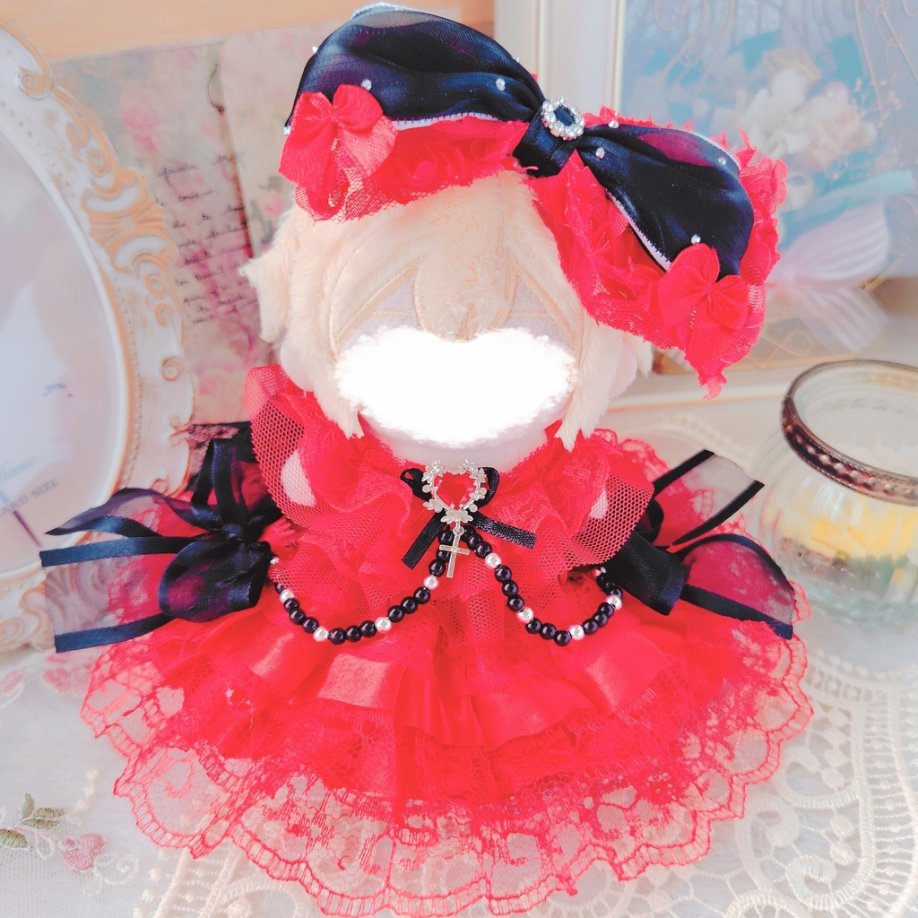 №B05-11 RED☓BLACK　いつぬい　ドレス　　ぬい服