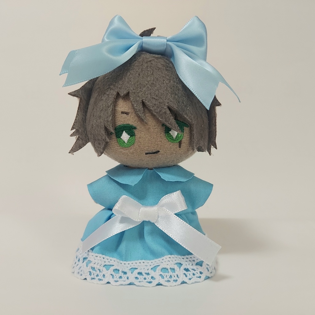 10cmぬい服　みずいろワンピース&リボン