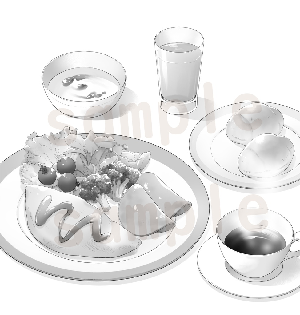 朝食線画セット