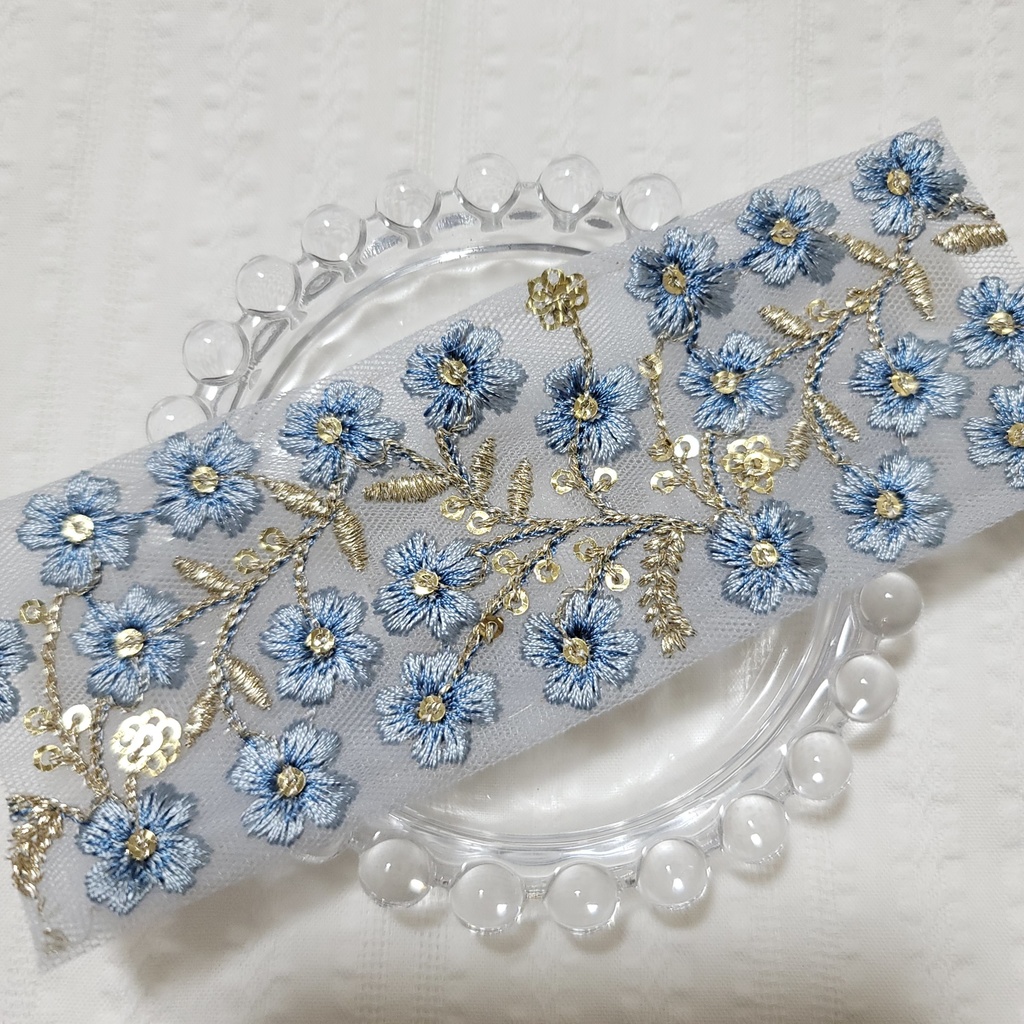 刺繍リボン🎀うさぎさん ライトブルー💙