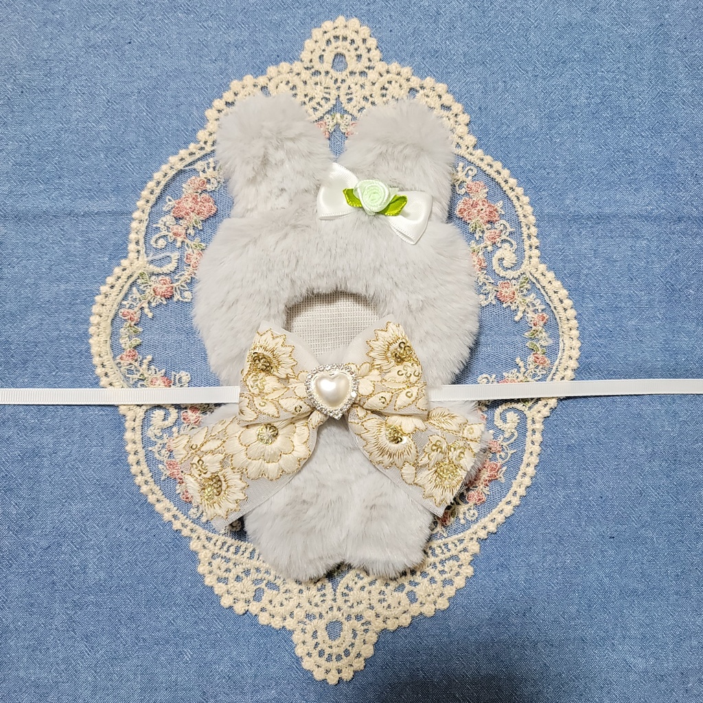 刺繍リボン🎀うさぎさん ホワイト‪🤍