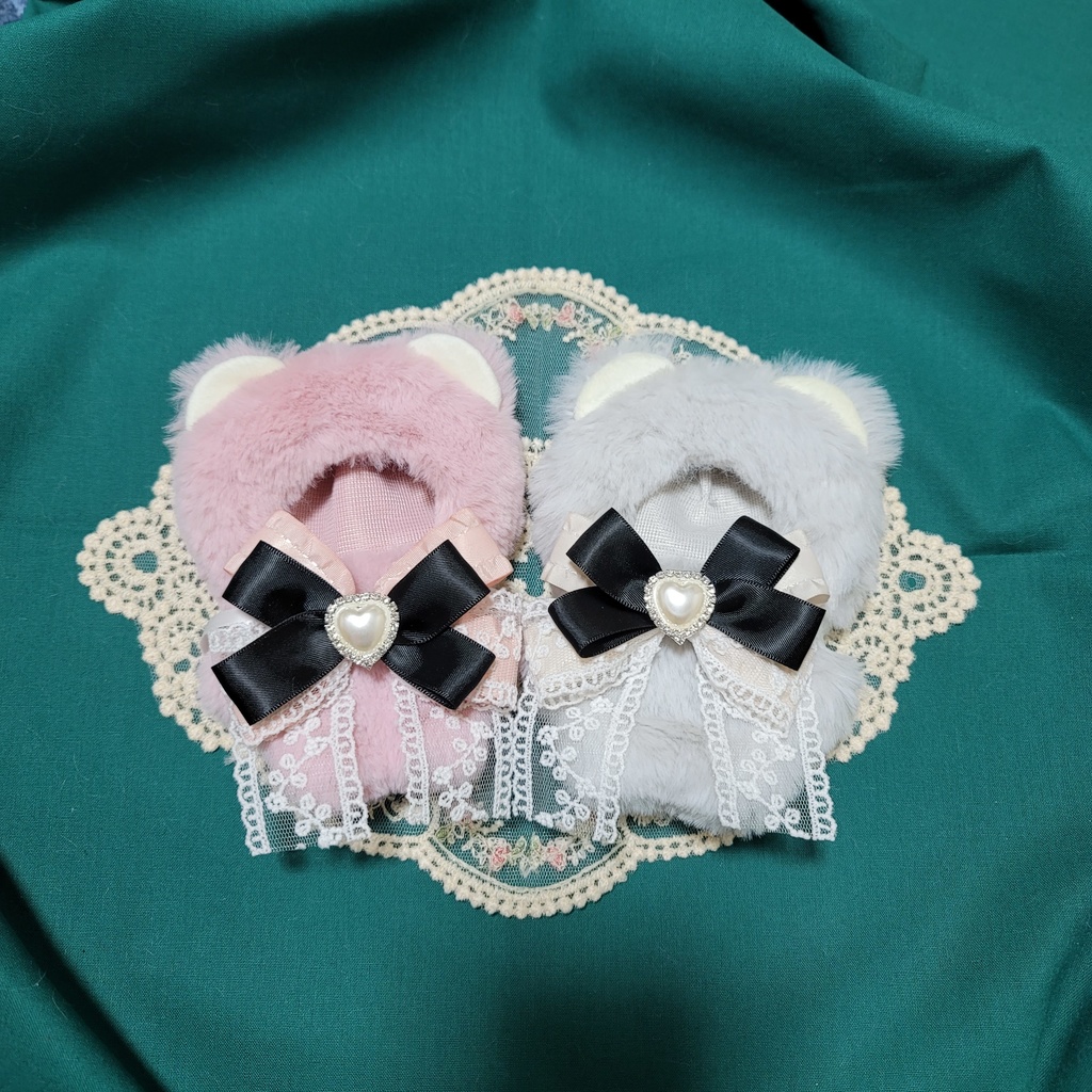 ピンクとグレーのちっちゃいくま🐻