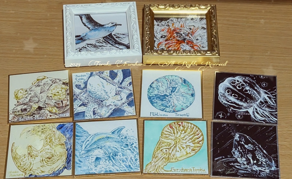 【豆色紙原画】インクで彩る生き物たち