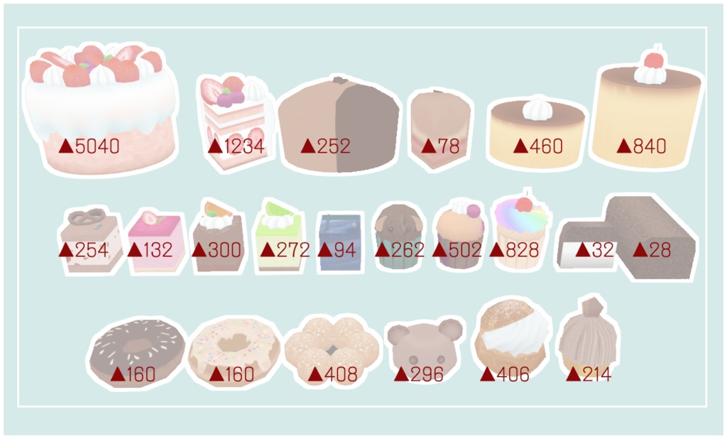 ケーキセット22種