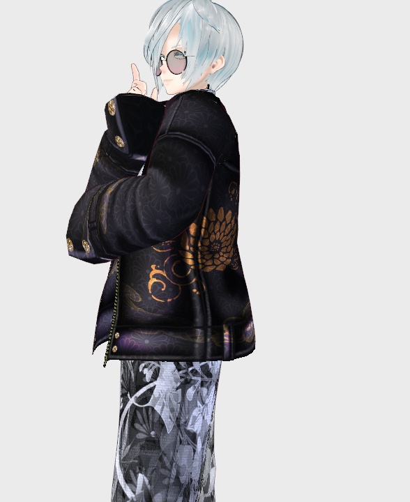 【vroidテクスチャ】和風ライダース+男性着物+羽織+足袋セット カスタムアイテム化