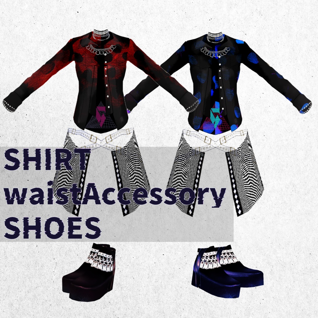 【Vroidテクスチャ】GOTHIC&punkセット カスタムアイテム化