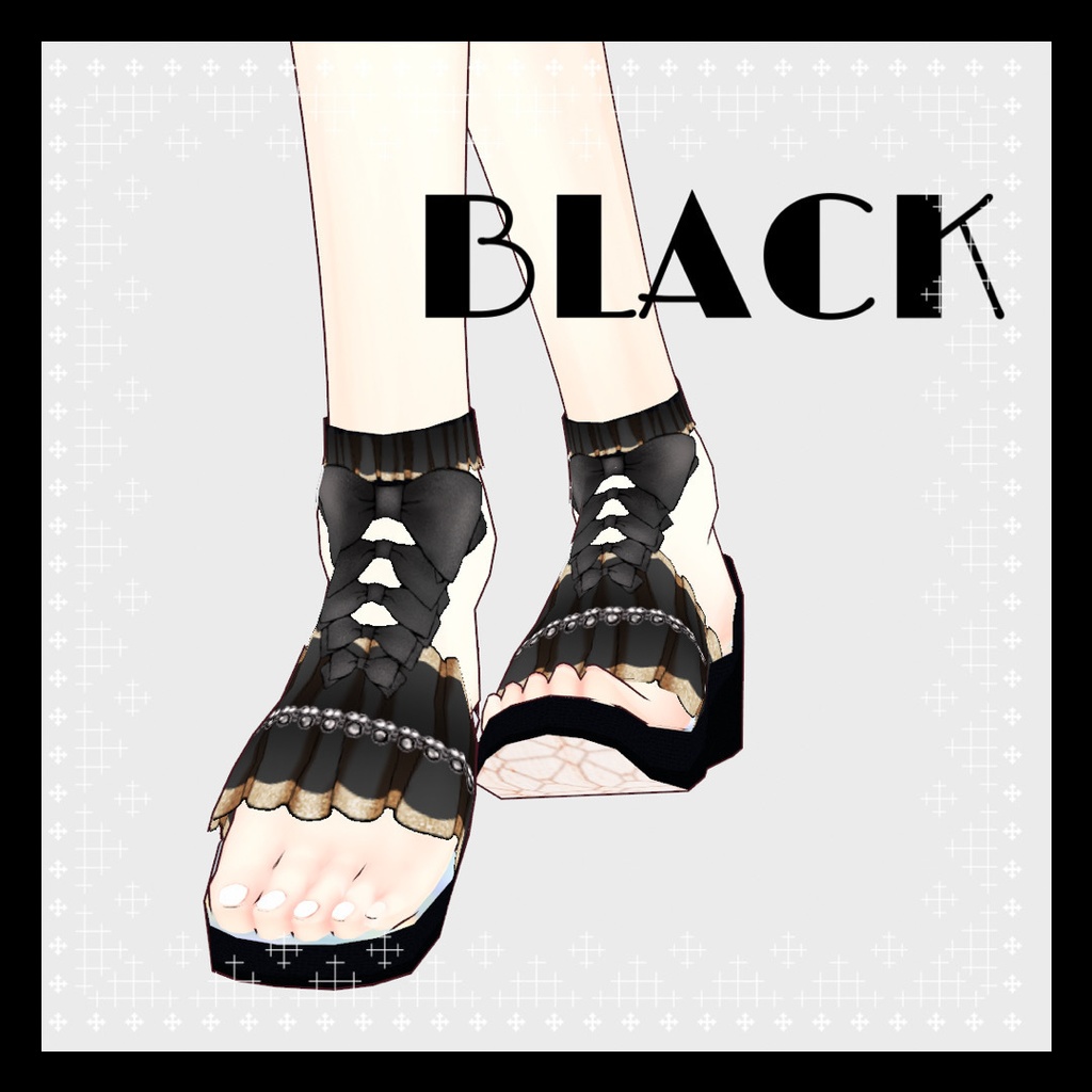 【vroidテクスチャ】フリルサンダル2色セット