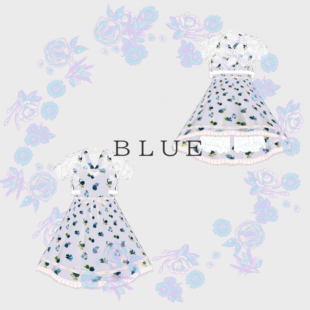 【Vroidテクスチャ】summer🌻レースワンピ【白レース5色】【黒レース5色】