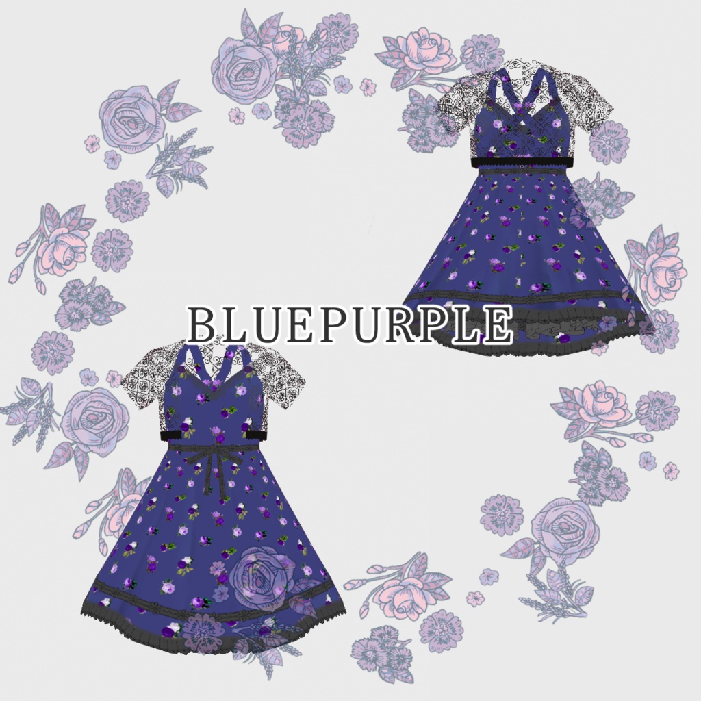 【Vroidテクスチャ】summer🌻レースワンピ【白レース5色】【黒レース5色】