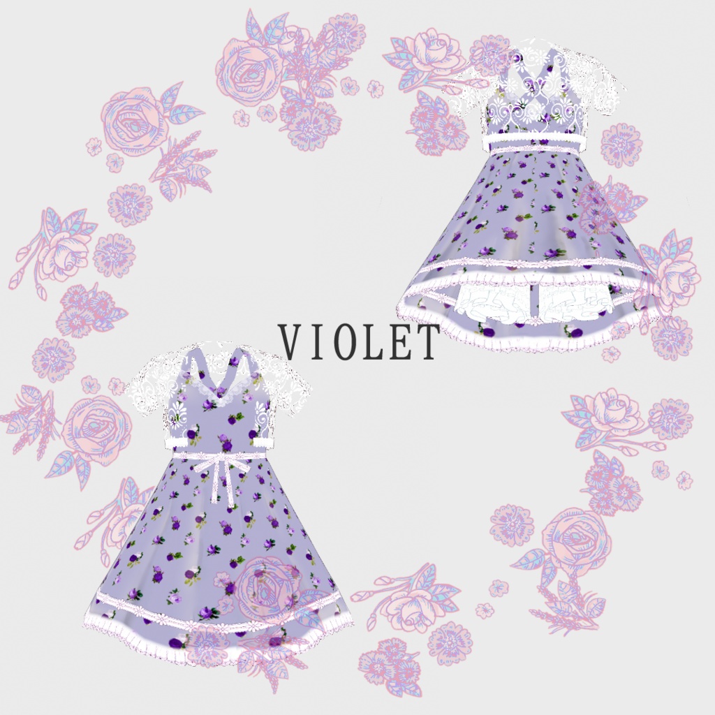 【Vroidテクスチャ】summer🌻レースワンピ【白レース5色】【黒レース5色】