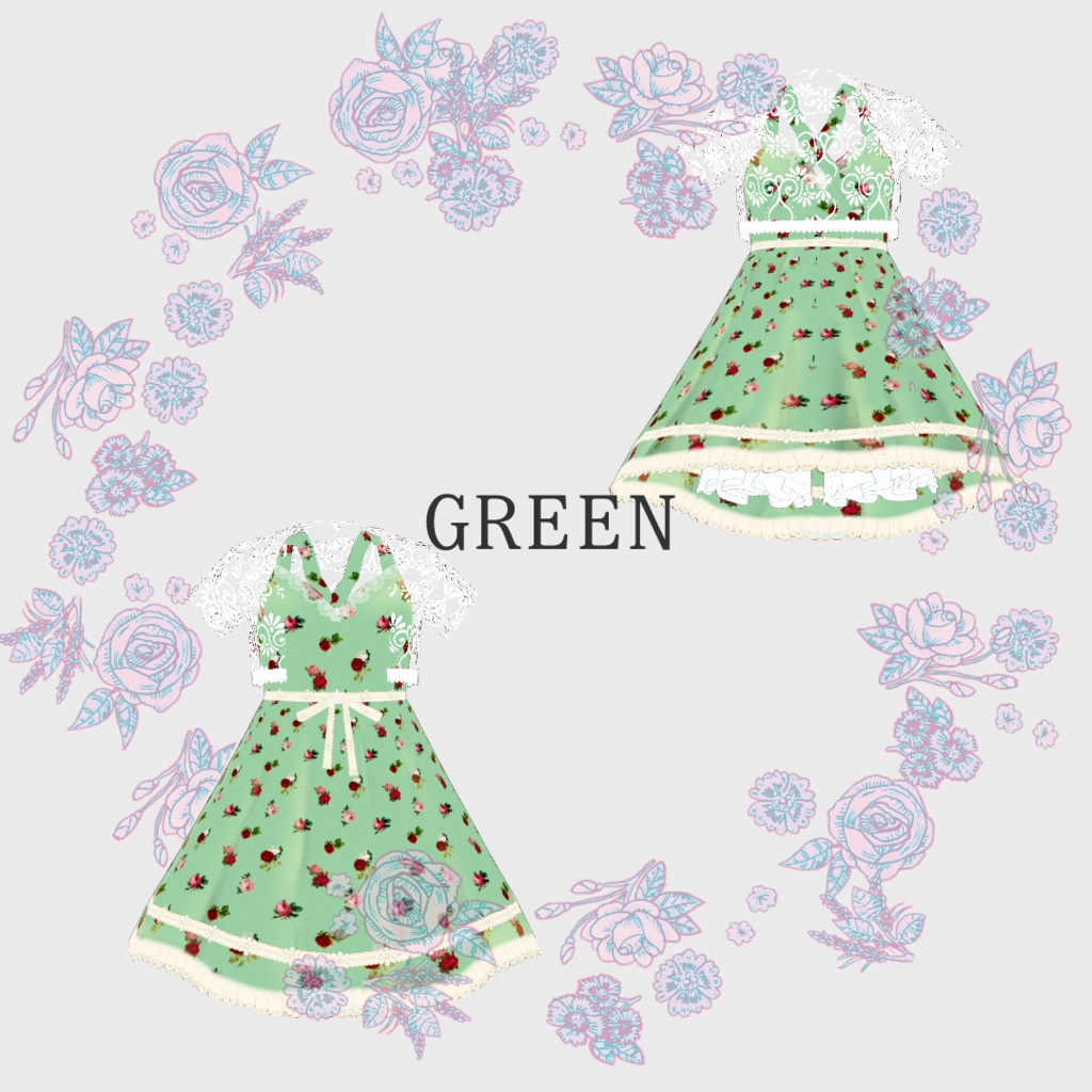 【Vroidテクスチャ】summer🌻レースワンピ【白レース5色】【黒レース5色】