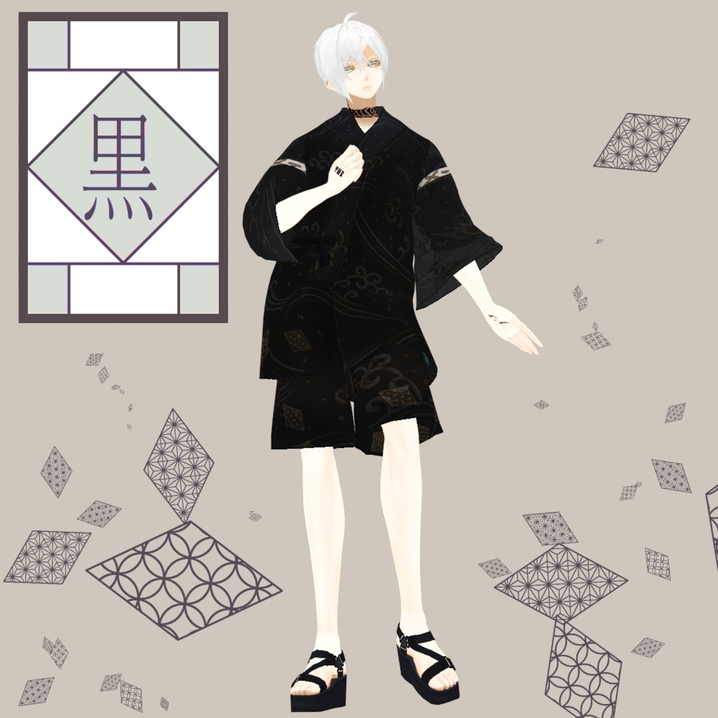 【Vroidテクスチャ】和柄甚平【5種】