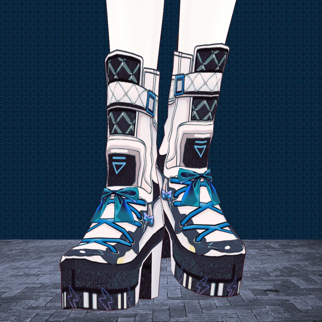 【vroidテクスチャ】スポーティブーツBlue&red FREE DL