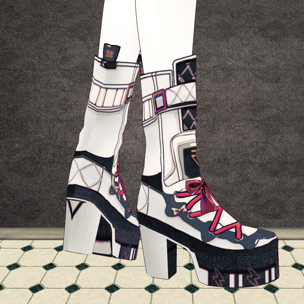 【vroidテクスチャ】スポーティブーツBlue&red FREE DL