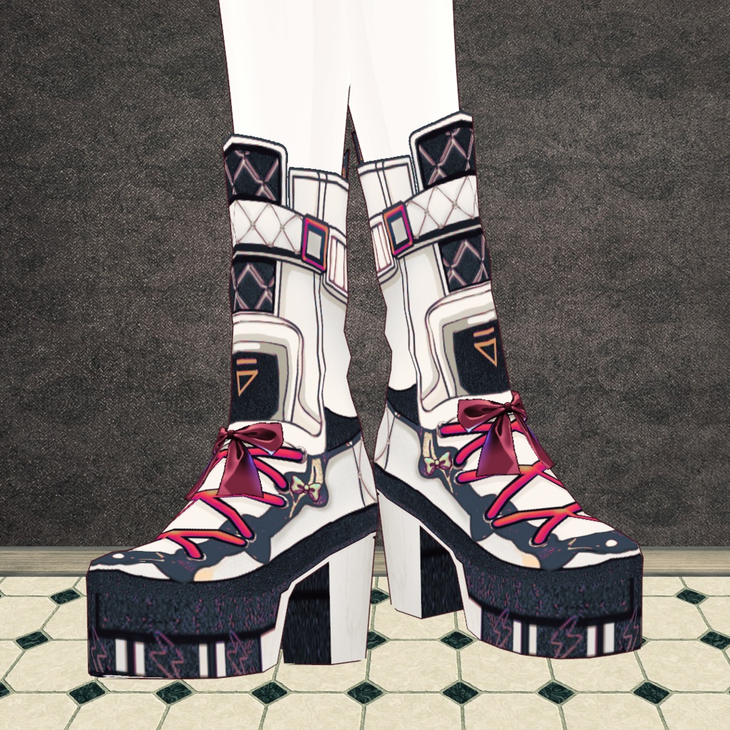 【vroidテクスチャ】スポーティブーツBlue&red FREE DL