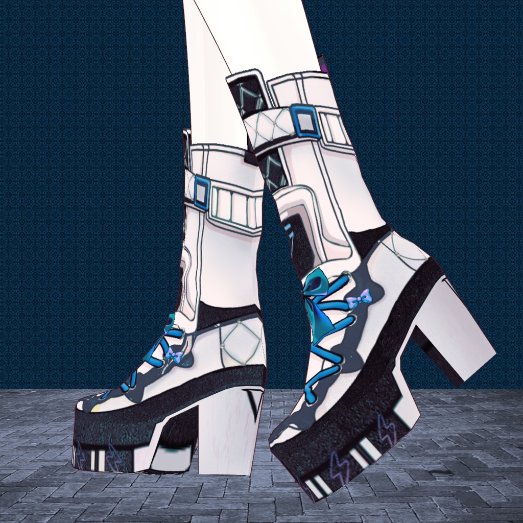 【vroidテクスチャ】スポーティブーツBlue&red FREE DL