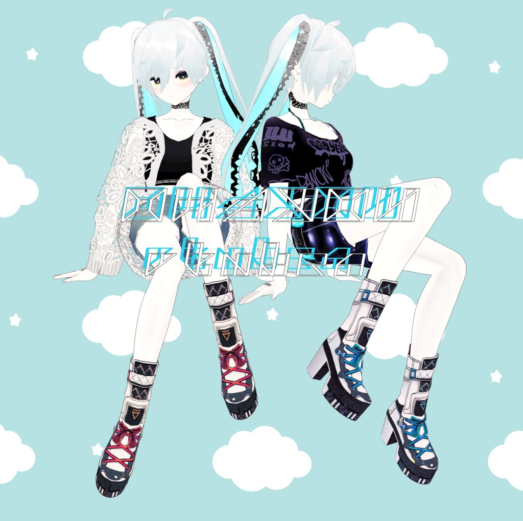 【vroidテクスチャ】スポーティブーツBlue&red FREE DL