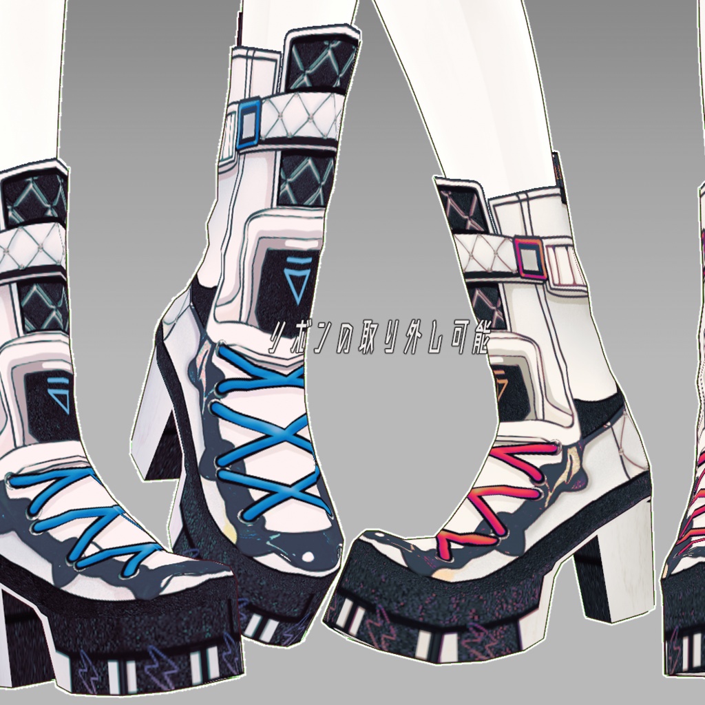 【vroidテクスチャ】スポーティブーツBlue&red FREE DL