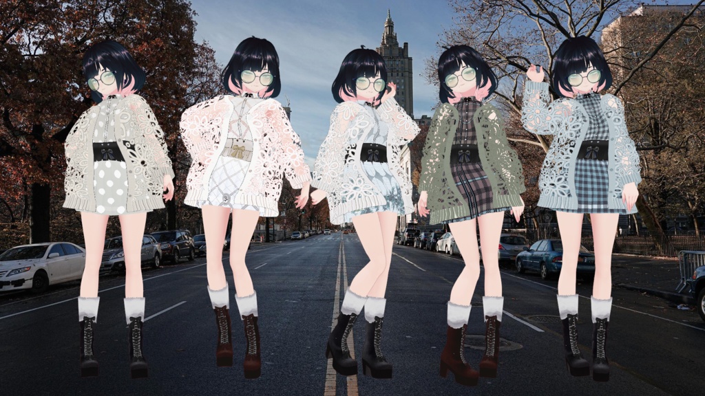 【Vroidテクスチャ】秋服コーデ2022ZEPTO002+花ニットカーディガン追加