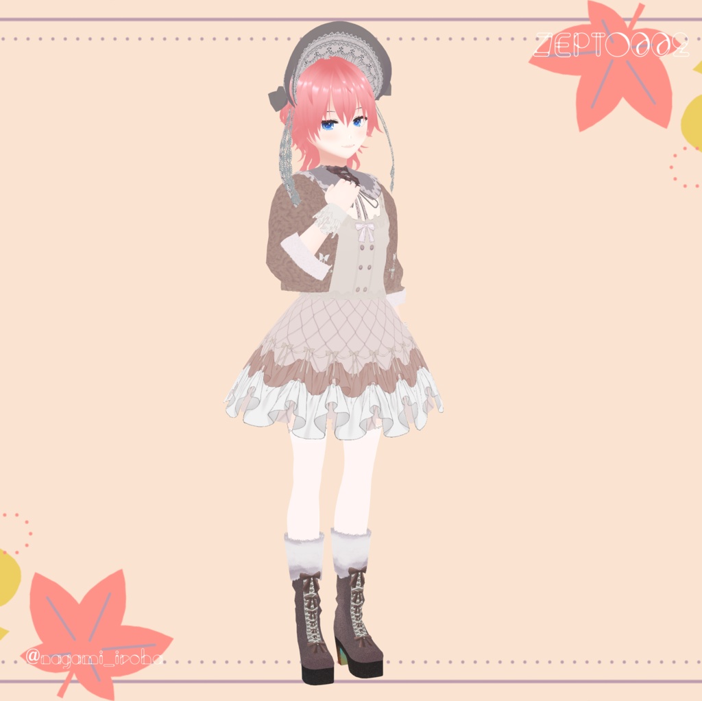 【Vroidテクスチャ】秋冬ふわふわ全身コーデ白・黒・テディベアカラー