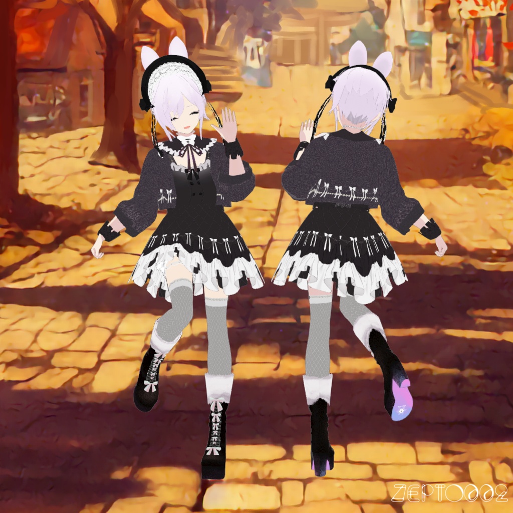 【Vroidテクスチャ】秋冬ふわふわ全身コーデ白・黒・テディベアカラー