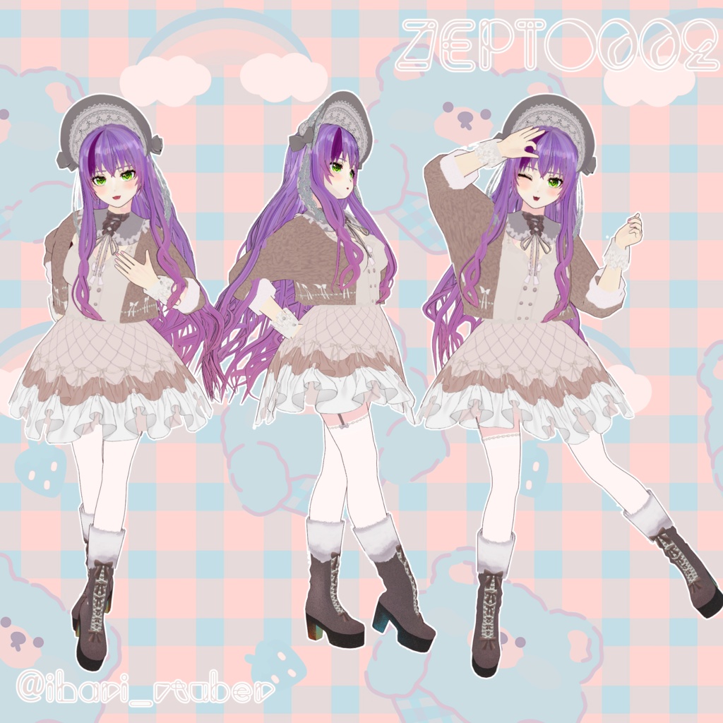 【Vroidテクスチャ】秋冬ふわふわ全身コーデ白・黒・テディベアカラー