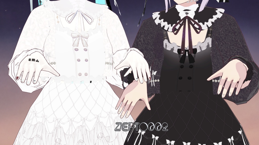 【Vroidテクスチャ】秋冬ふわふわ全身コーデ白・黒・テディベアカラー