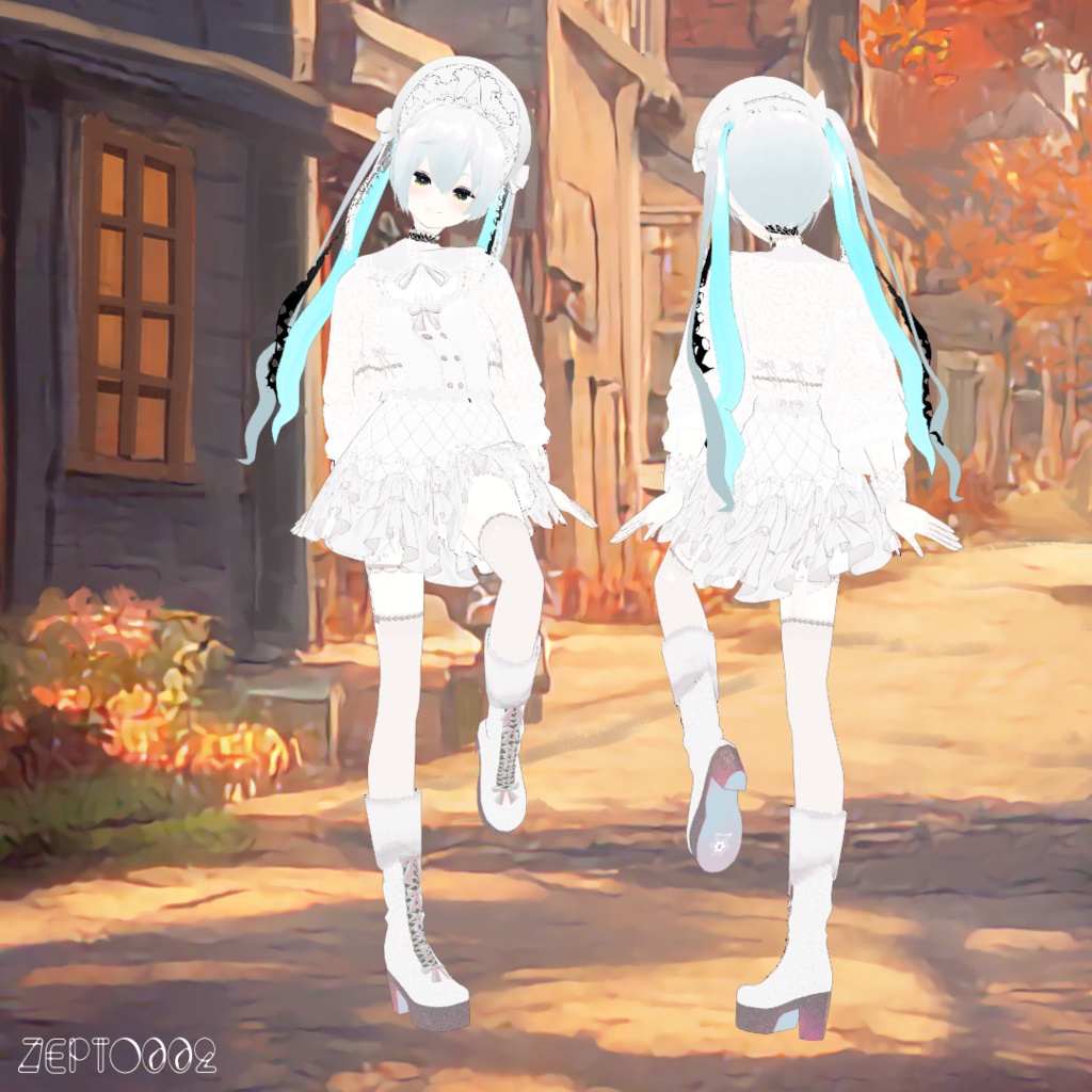 【Vroidテクスチャ】秋冬ふわふわ全身コーデ白・黒・テディベアカラー