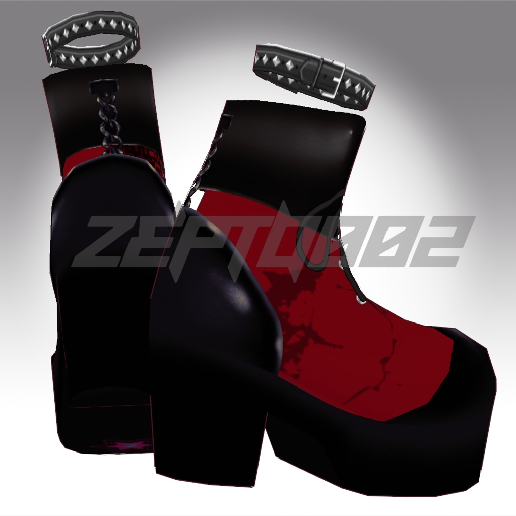 【Vroidテクスチャ】ZEPTO002short boots white/red