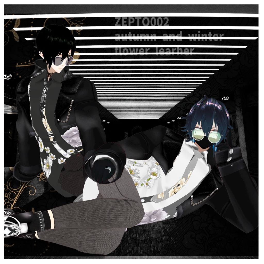 Vroidテクスチャ】ZEPTO002秋冬メンズ服leather＆flower set