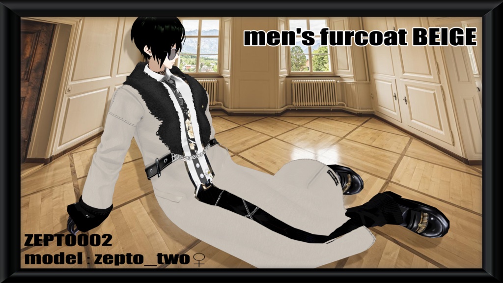【Vroidテクスチャ】men's long furcoat 3color ZEPTO002