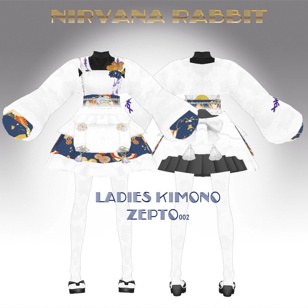 【Vroid texture】 Nirvana rabbit ladies KIMONO赤/青ZEPTO002