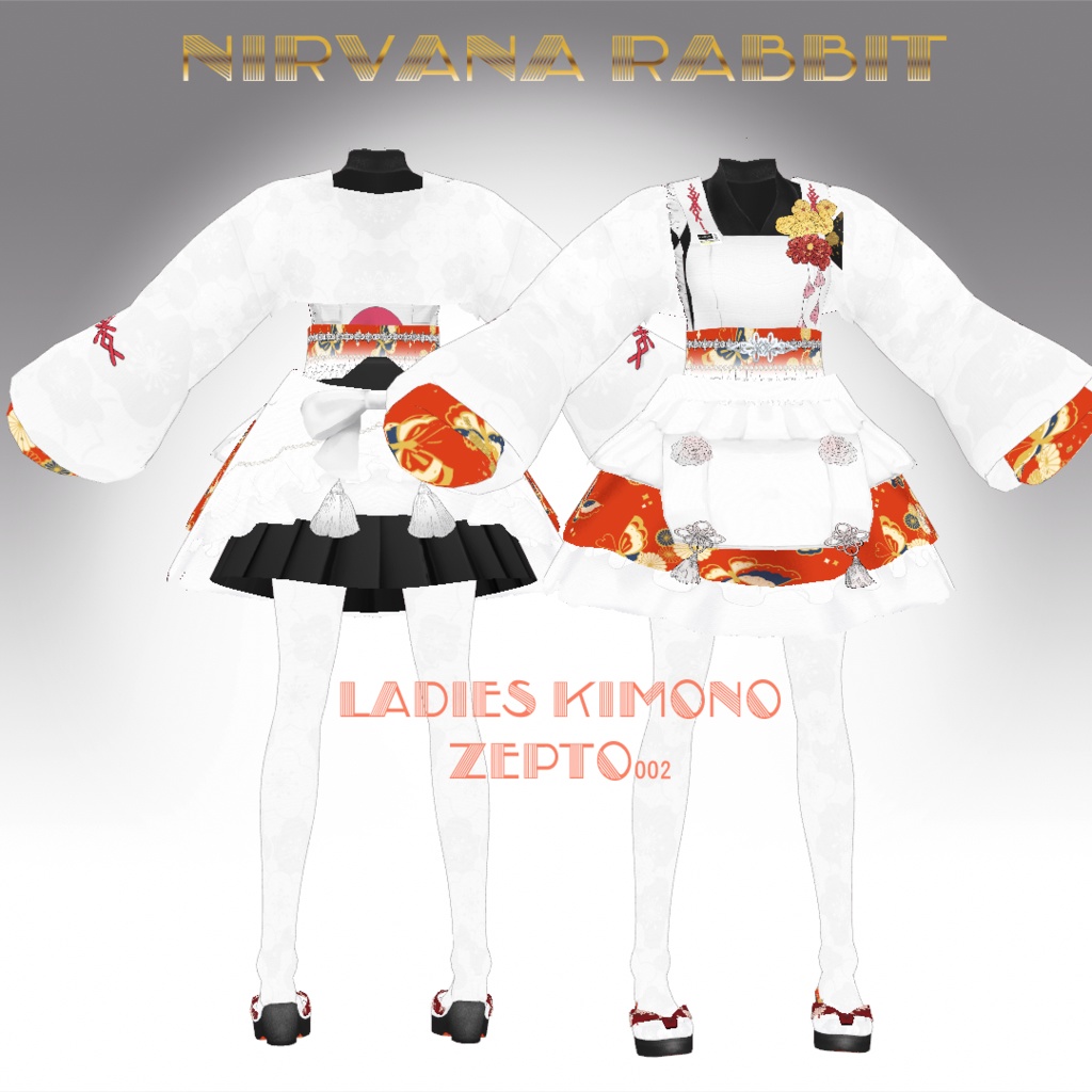 【Vroid texture】 Nirvana rabbit ladies KIMONO赤/青ZEPTO002