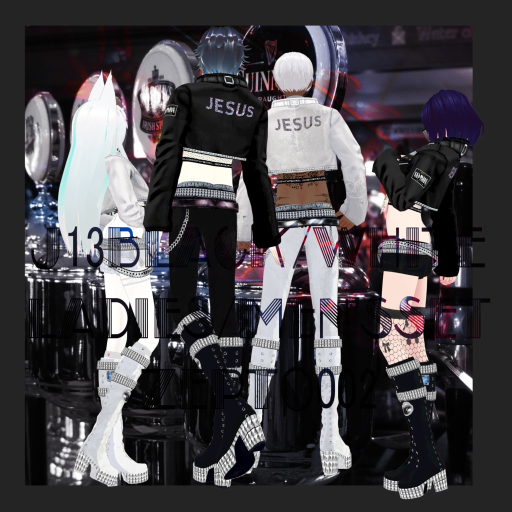 【Vroid texture】J13rock style/WHITE/BLACK/ZEPTO002