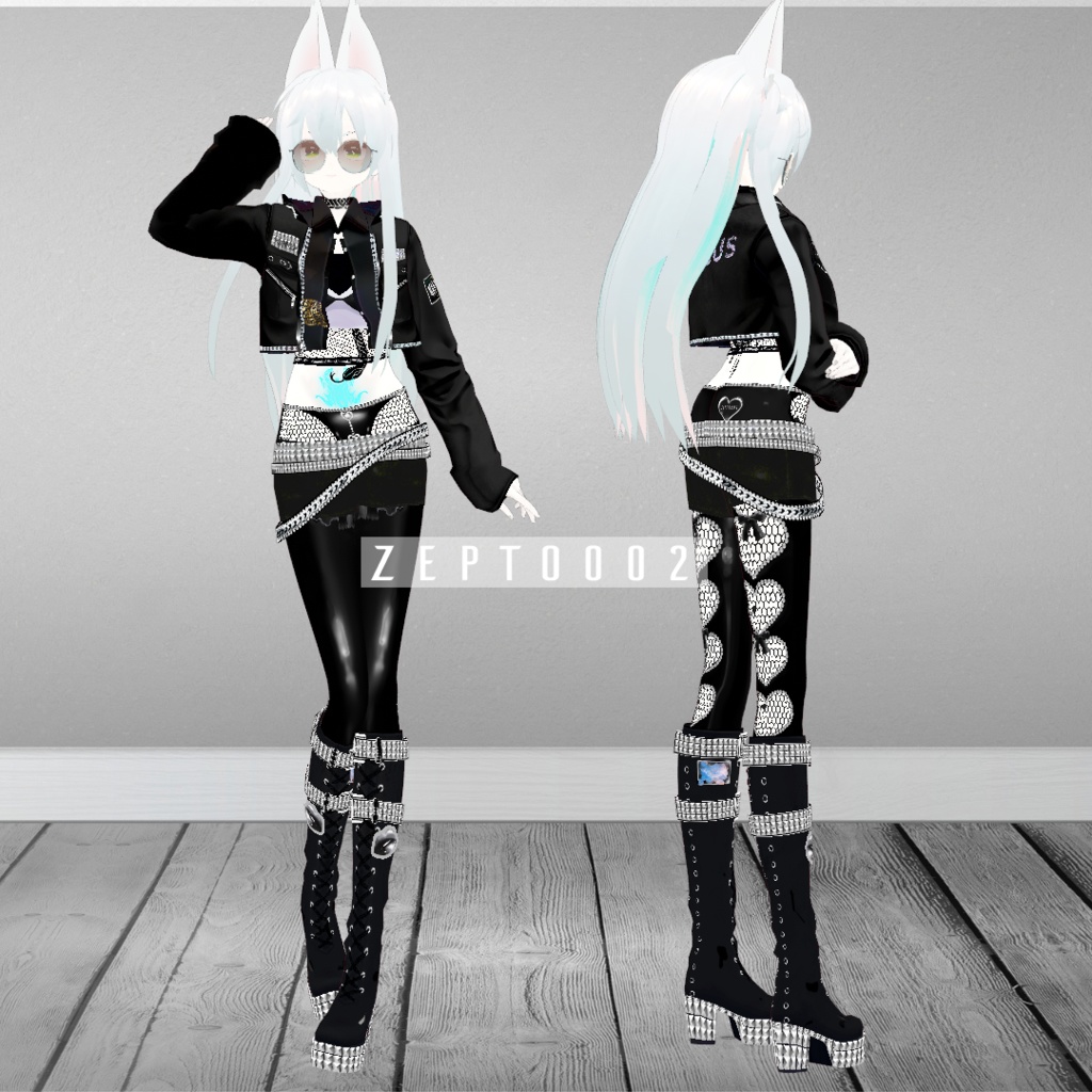 【VRoid texture】heart rubber tights2type+ lingerie2color SET/ZEPTO002