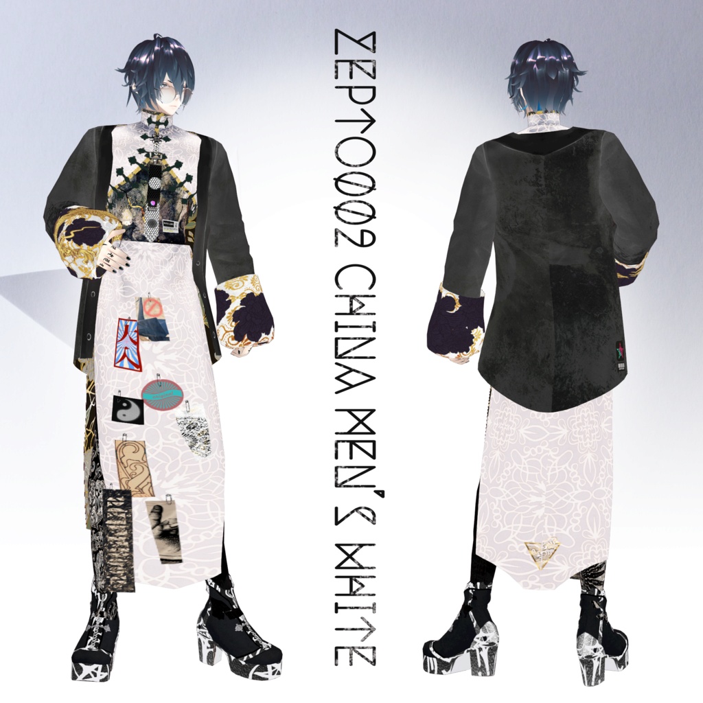 【VRoid texture】ZEPTO002 China coordinate/men's/ladies/BLACK/White