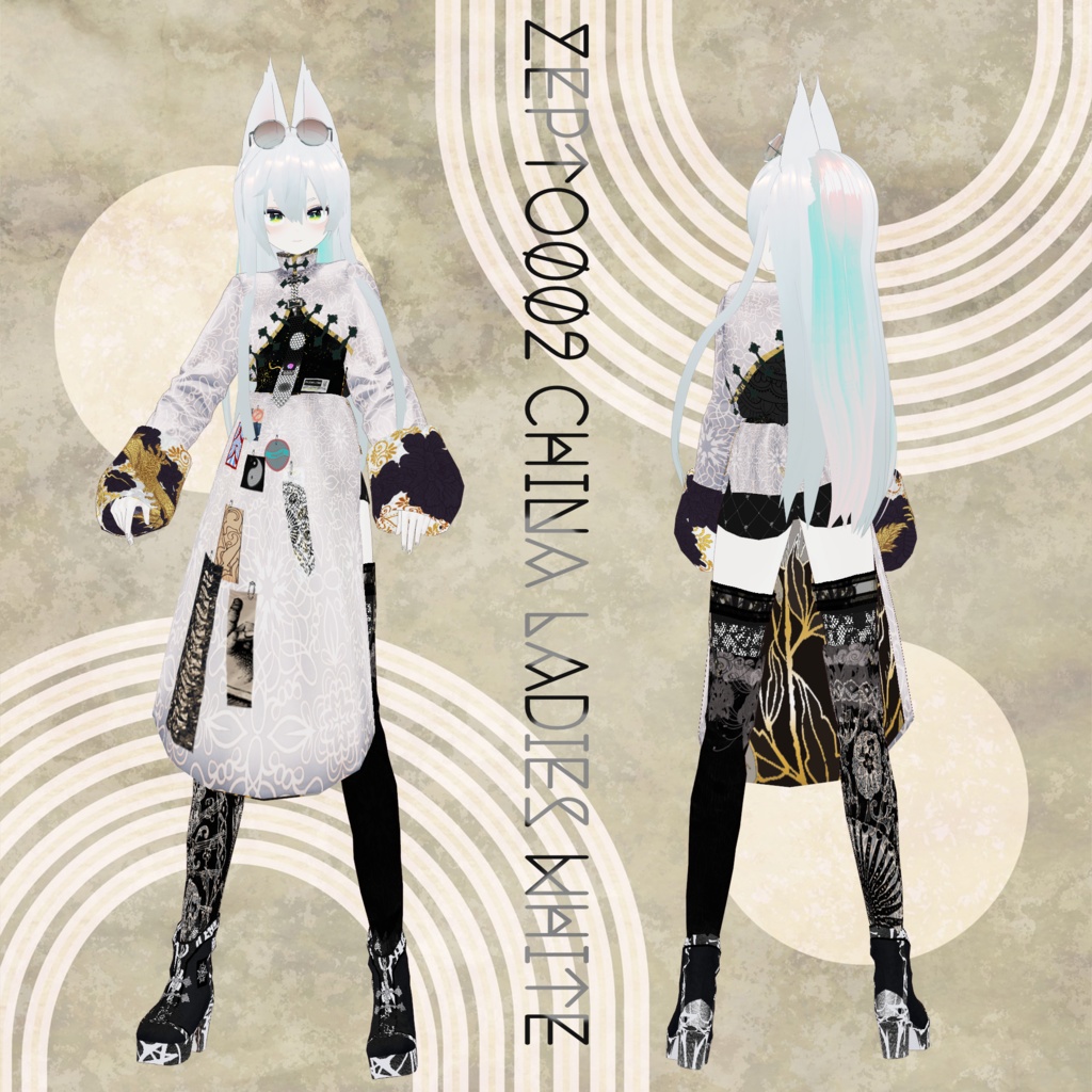 【VRoid texture】ZEPTO002 China coordinate/men's/ladies/BLACK/White