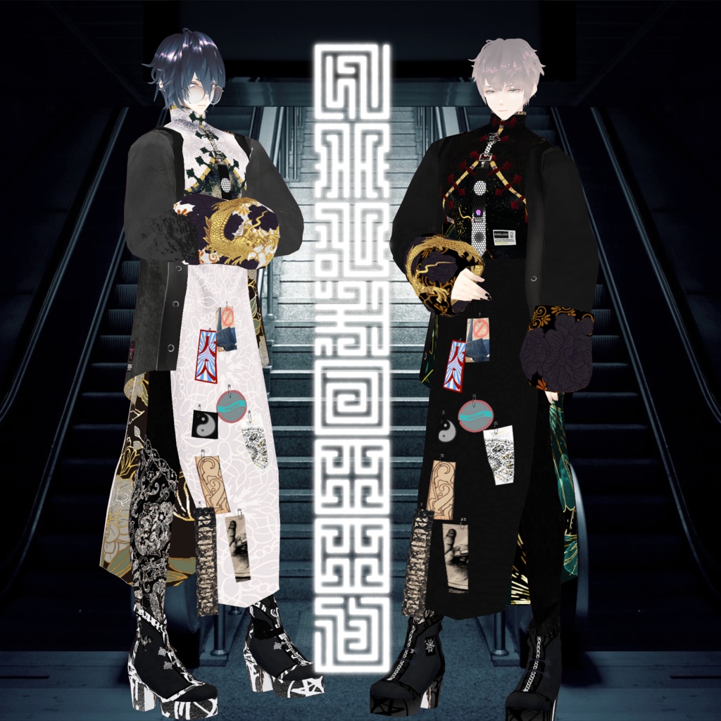 【VRoid texture】ZEPTO002 China coordinate/men's/ladies/BLACK/White