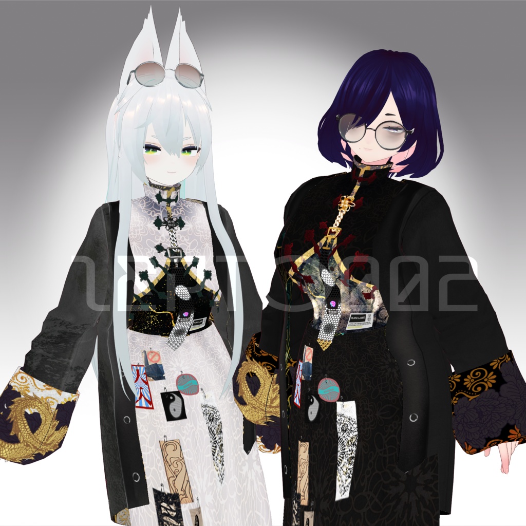 【VRoid texture】ZEPTO002 China coordinate/men's/ladies/BLACK/White