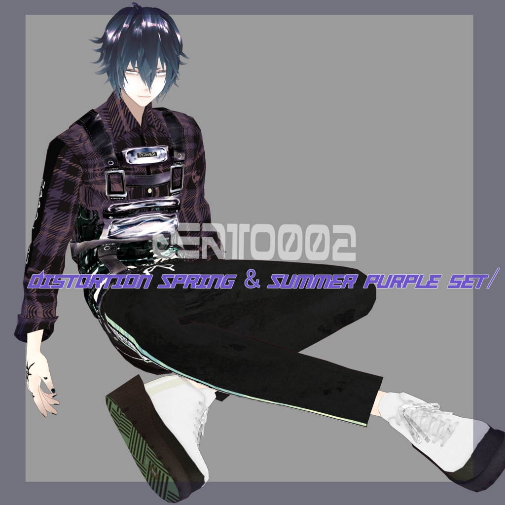 【Vroidテクスチャ】Distortion Spring & Summer purple/brown men clothes/set/ZEPTO002