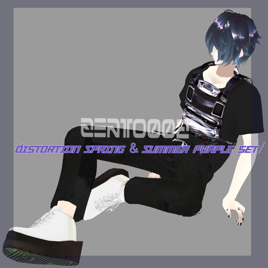 【Vroidテクスチャ】Distortion Spring & Summer purple/brown men clothes/set/ZEPTO002