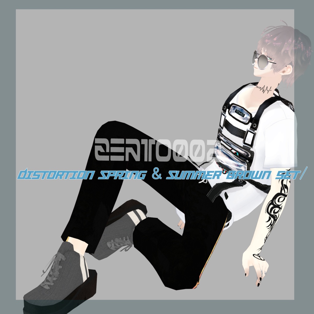 【Vroidテクスチャ】Distortion Spring & Summer purple/brown men clothes/set/ZEPTO002
