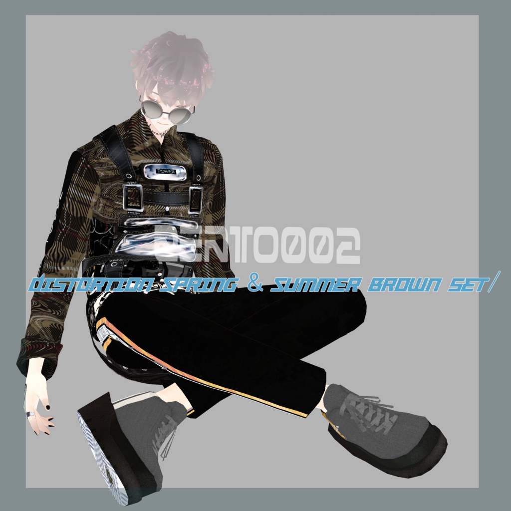 【Vroidテクスチャ】Distortion Spring & Summer purple/brown men clothes/set/ZEPTO002