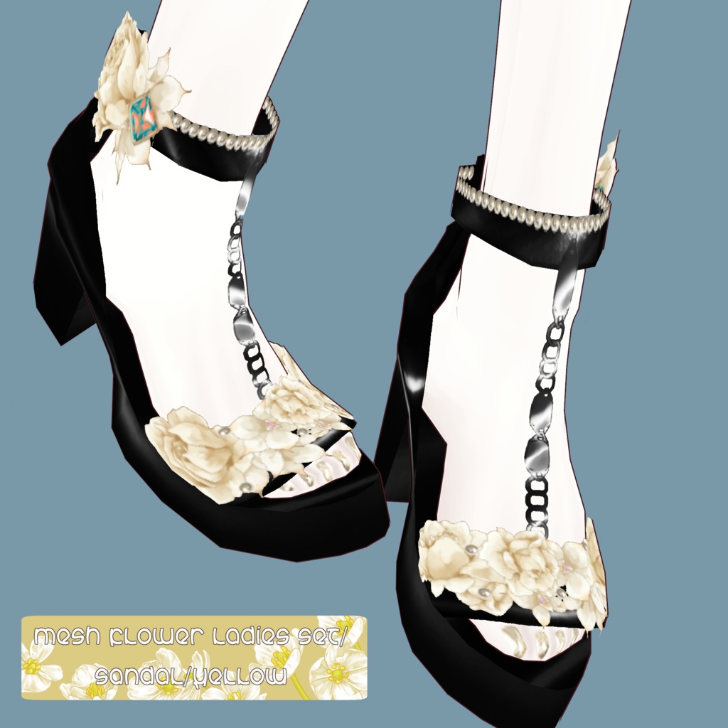【Vroidテクスチャ】mesh flower ladies set/yellow/lightblue/pink/ZEPTO002