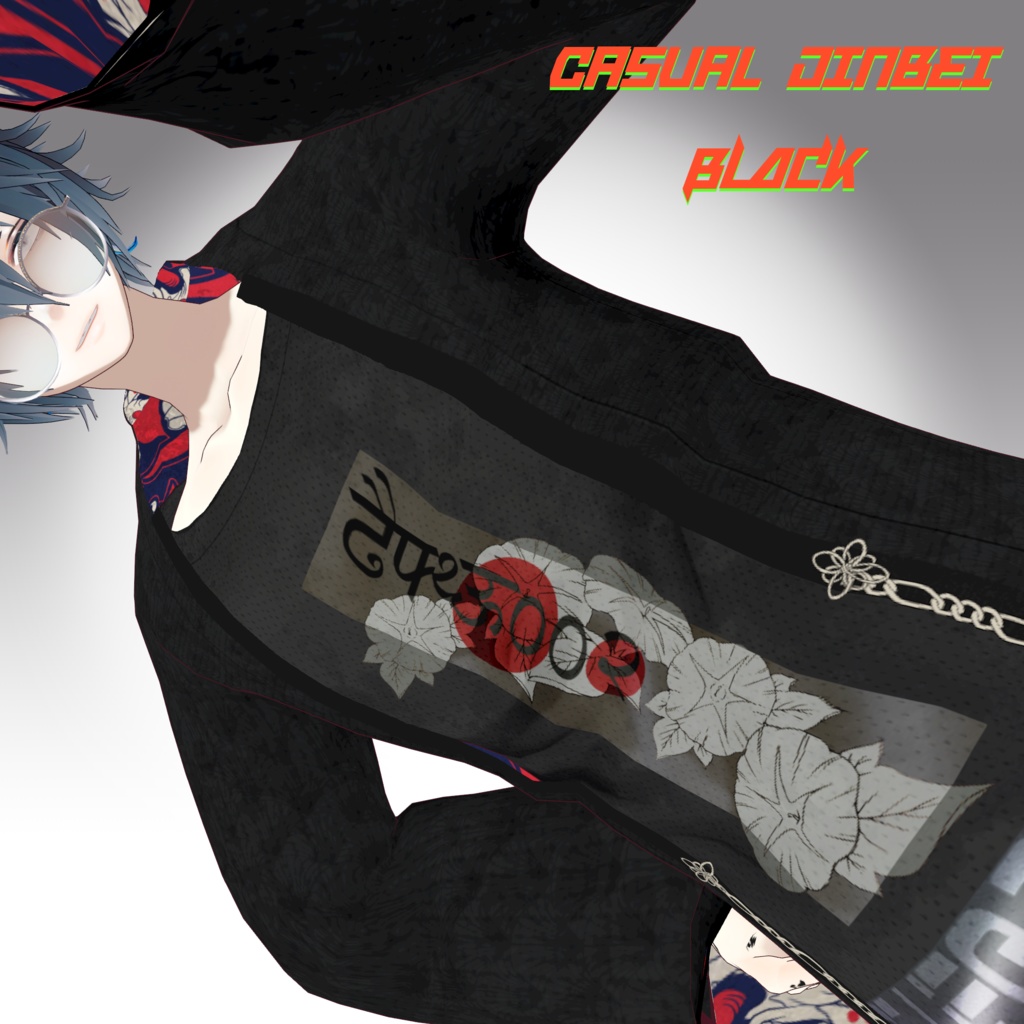 【Vroidテクスチャ】men's casual jinbei/WHITE/BLACK カジュアル甚平/白/黒/ZEPTO002